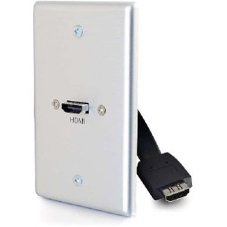 CB DISTRIBUTING 3.5 mm Single Gang Wall Plate with HDMI Pigtail Aluminum ST729324